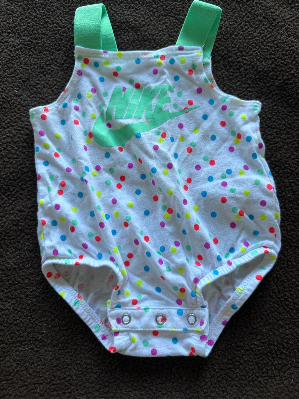Nike White Polka Dot Tank Bodysuit with Mint Logo